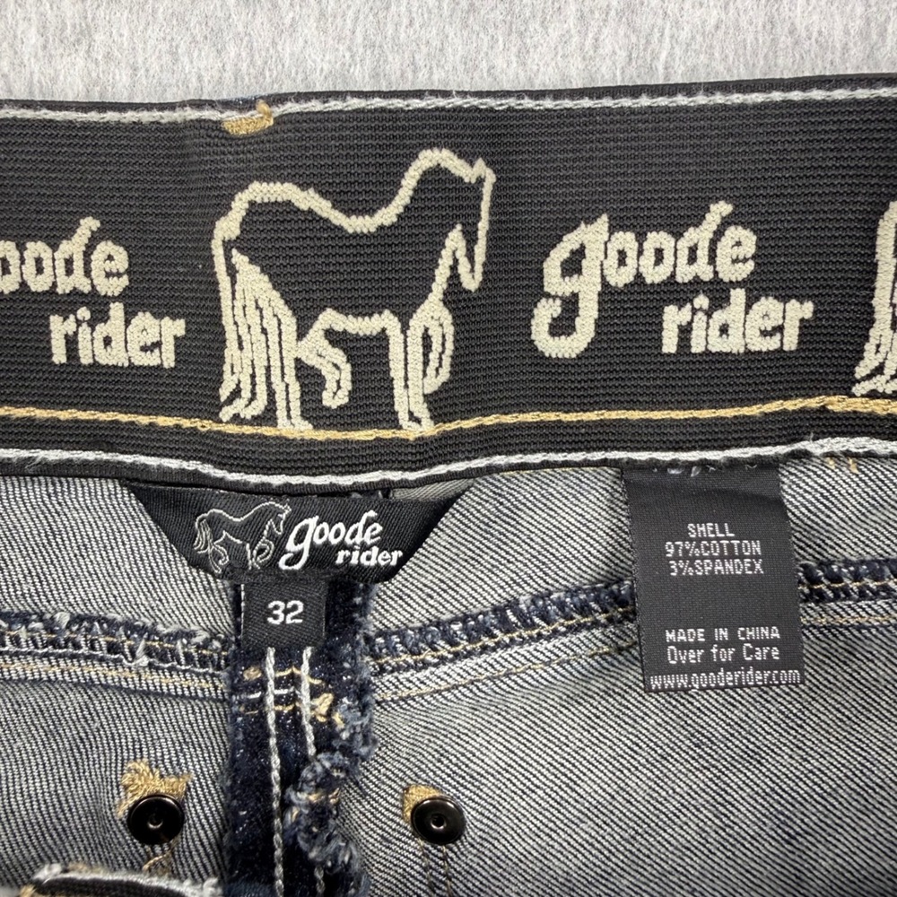 Goode Rider Equestrian Jeans Womens 32 Blue Denim Bootcut Breeches Riding - Picture 8 of 13